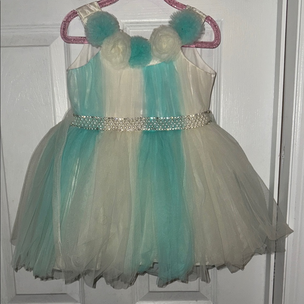 Elegant Cream and Blue Kids Costume Dress